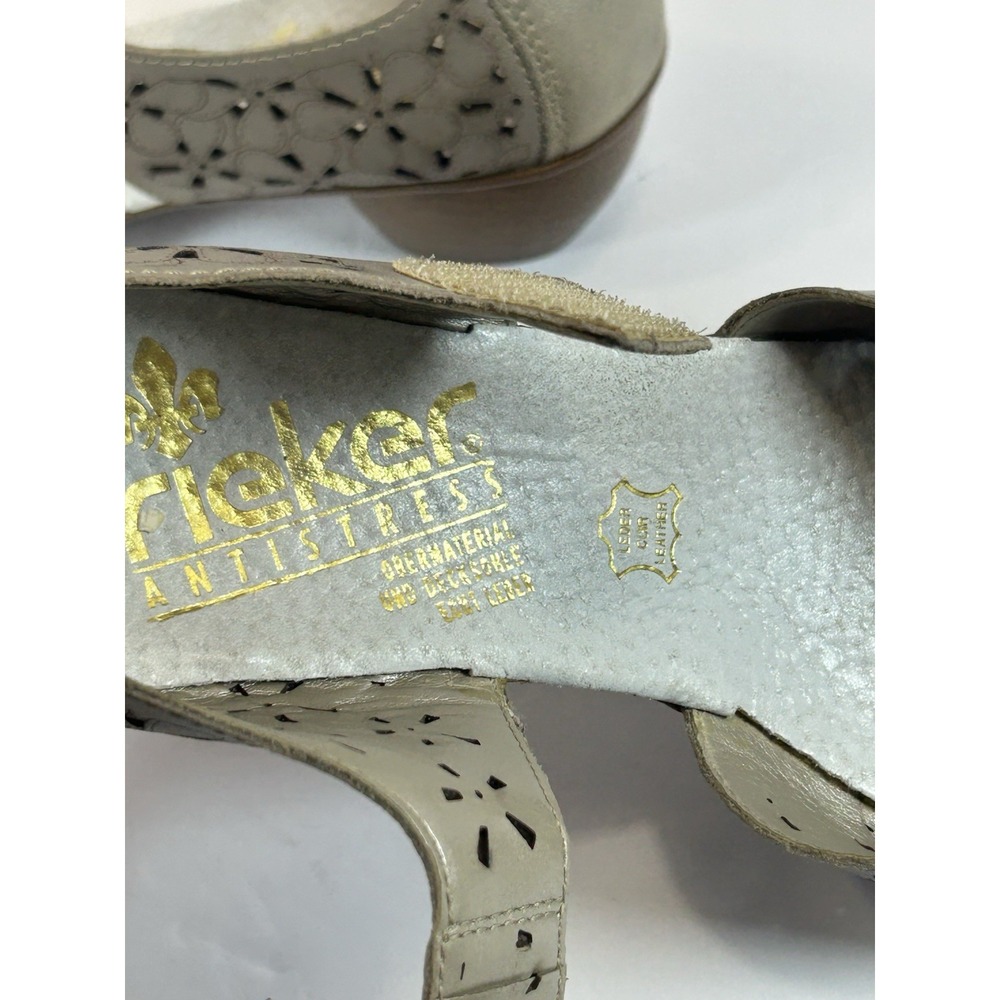 Rieker Antistress Mirjam Taupe Low Heel Mary Jane Leather Shoes-US 7/EU 38 - Picture 7 of 10